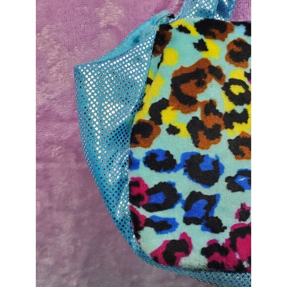 RARE Homerbest Blue Leopard Print Purse Tote Plush 7" x 3" x 4" - Picture 2 of 5